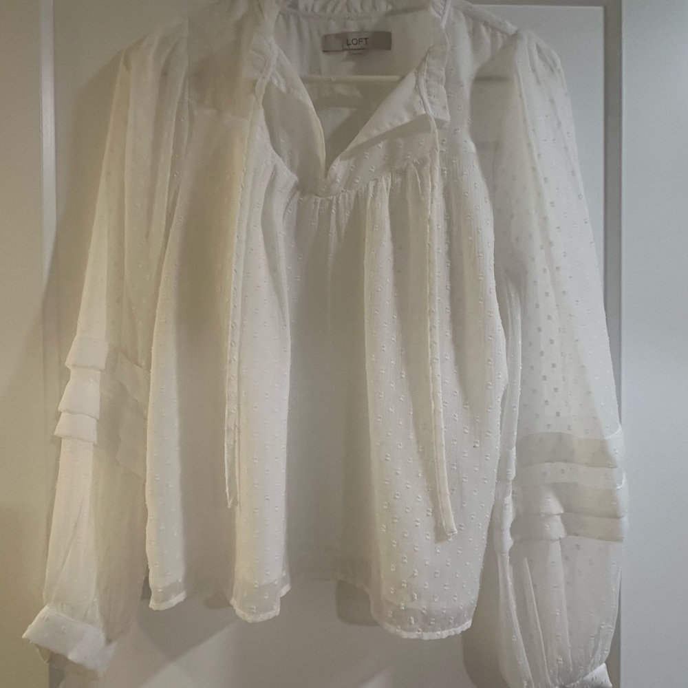 LOFT Cream Textured Blouse
